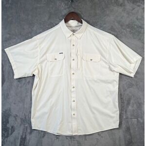 Poncho Shirt Mens XL Ivory Short Sleeve Fishing Stretch Magnetic Pockets